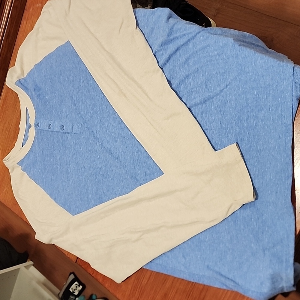 Blue and Cream Long Sleeve Shirt